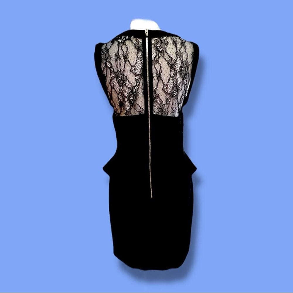 SANDRO Sleeveless Black Sheer Lace Sweetheart Neckline Peplum Cocktail Dress SZ1 - Picture 5 of 14